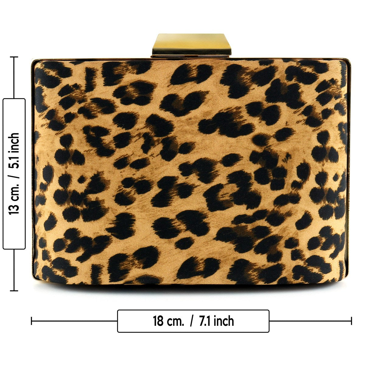 Leopar Desenli Metal Saplı Zincir Askılı Abiye Çanta ( ES0012AC )