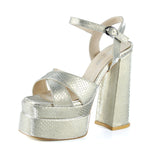 Whitney Dore Croco Önü Arkası Açık Çift Platformlu Bantlı Kalın Topuklu Abiye Ayakkabı