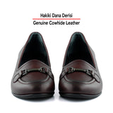 Elize Bordo Hakiki Dana Derisi Kalın Topuklu Loafer Ayakkabı