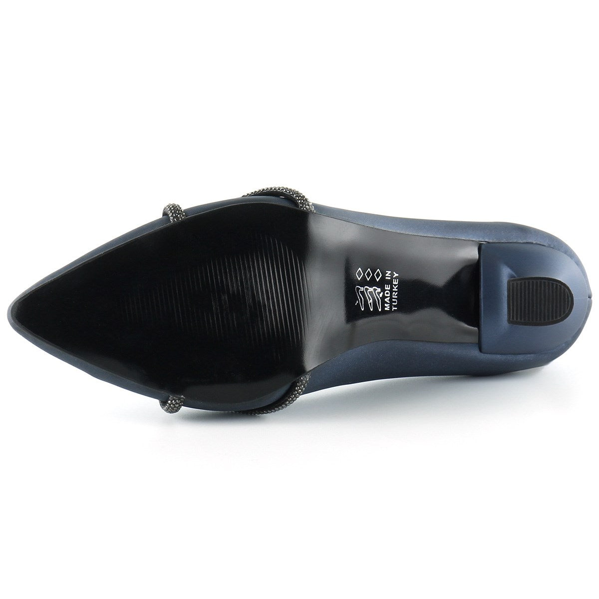 Abby Lacivert Saten Burma Taşlı Abiye Ayakkabı
