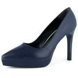 Scarlett Classic Lacivert Vegan Sivri Burun İnce Platform Topuklu Ayakkabı