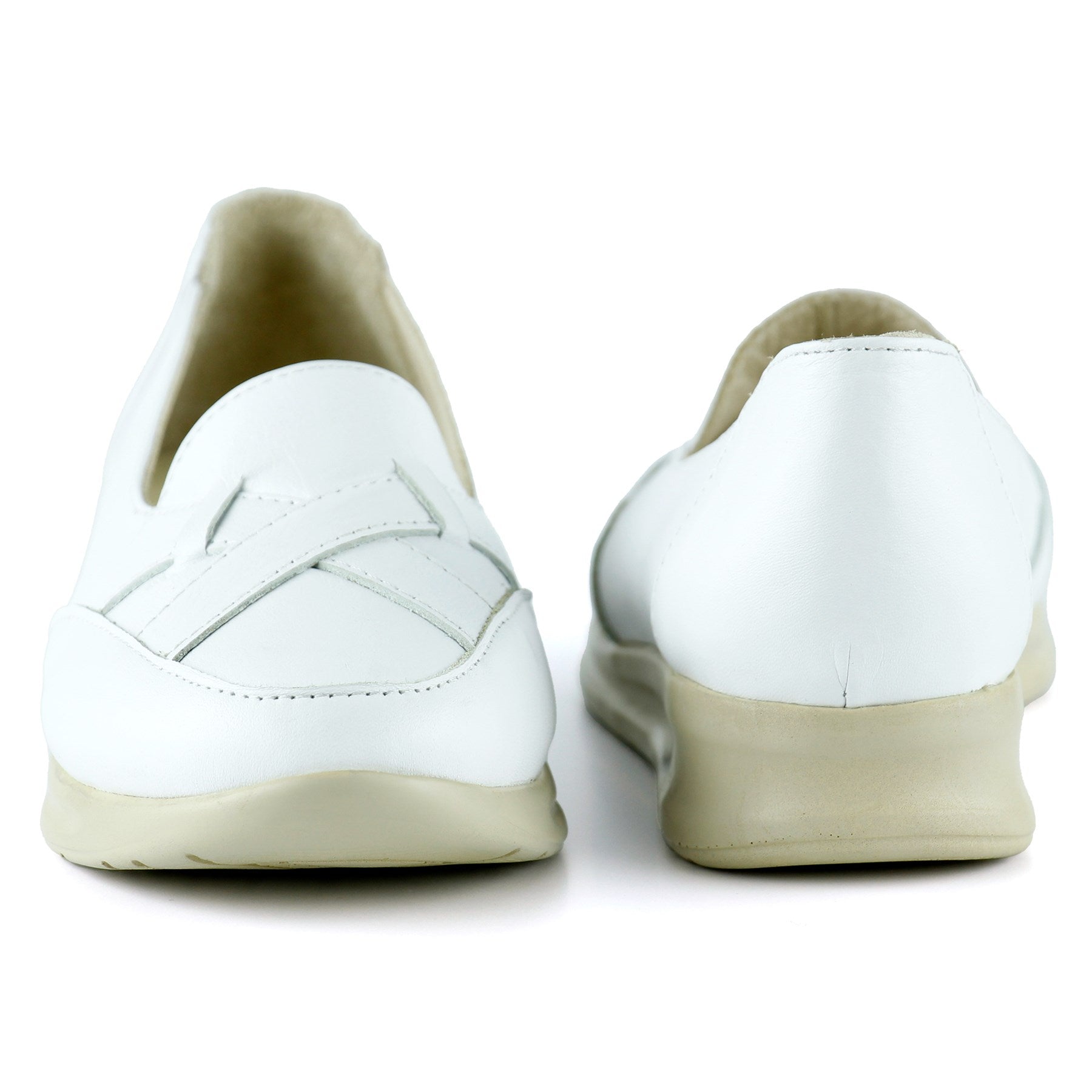 Mammina Beyaz Hakiki Deri Çapraz Bant Detaylı Slip-On Günlük Ayakkabı