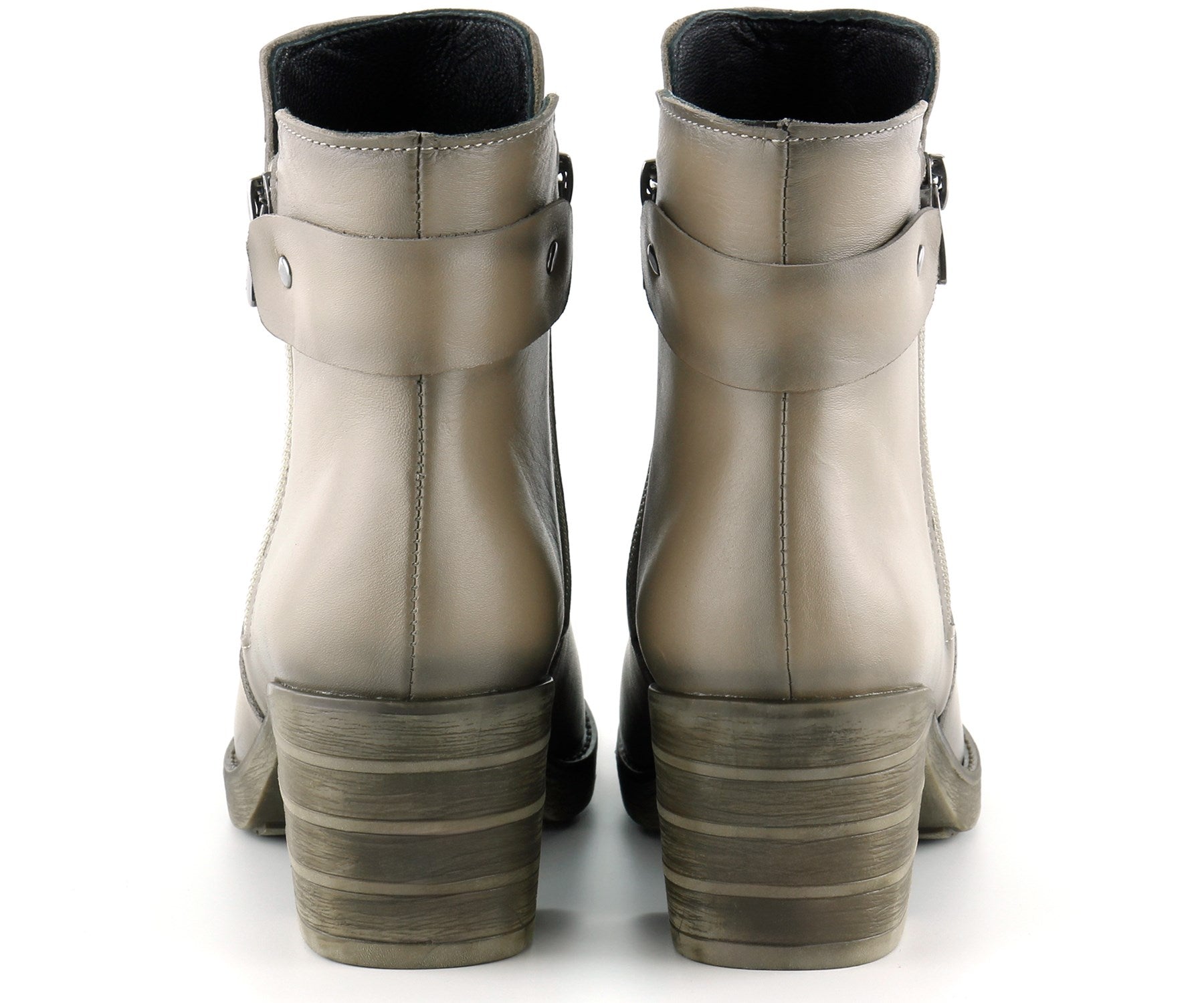 Zandra Vizon Hakiki Deri Yandan Fermuarlı Kalın Topuklu Bot