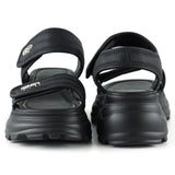 [7030] Siyah Kristal Taşlı Çift Cırt Cırt Bantlı Platform Sandalet