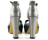 Carmen Platin Fileli Önü Açık Bilekten Bağlamalı Platform Topuklu Ayakkabı