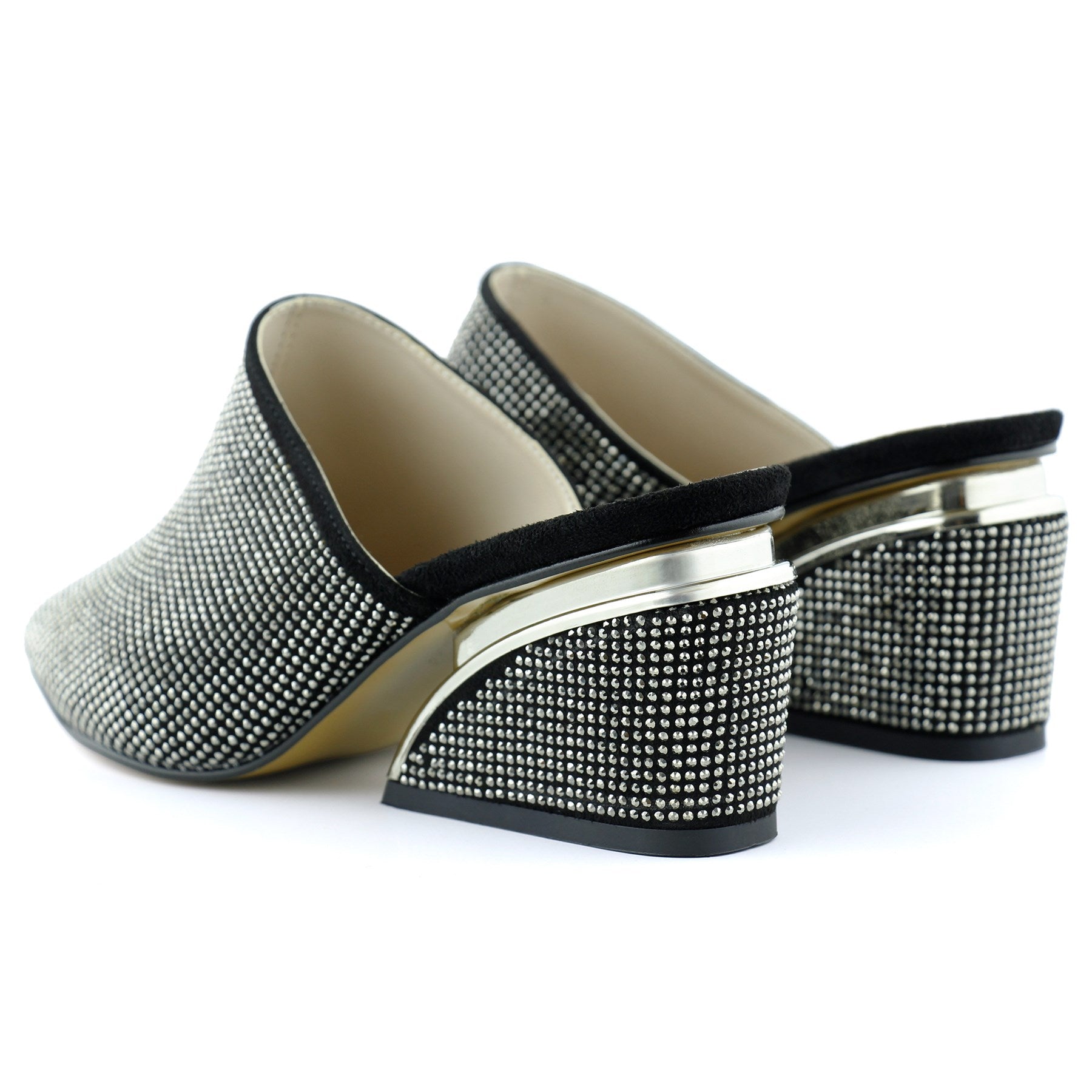 Silvia Platin Taşlı Metal Topuk Detaylı Abiye Terlik
