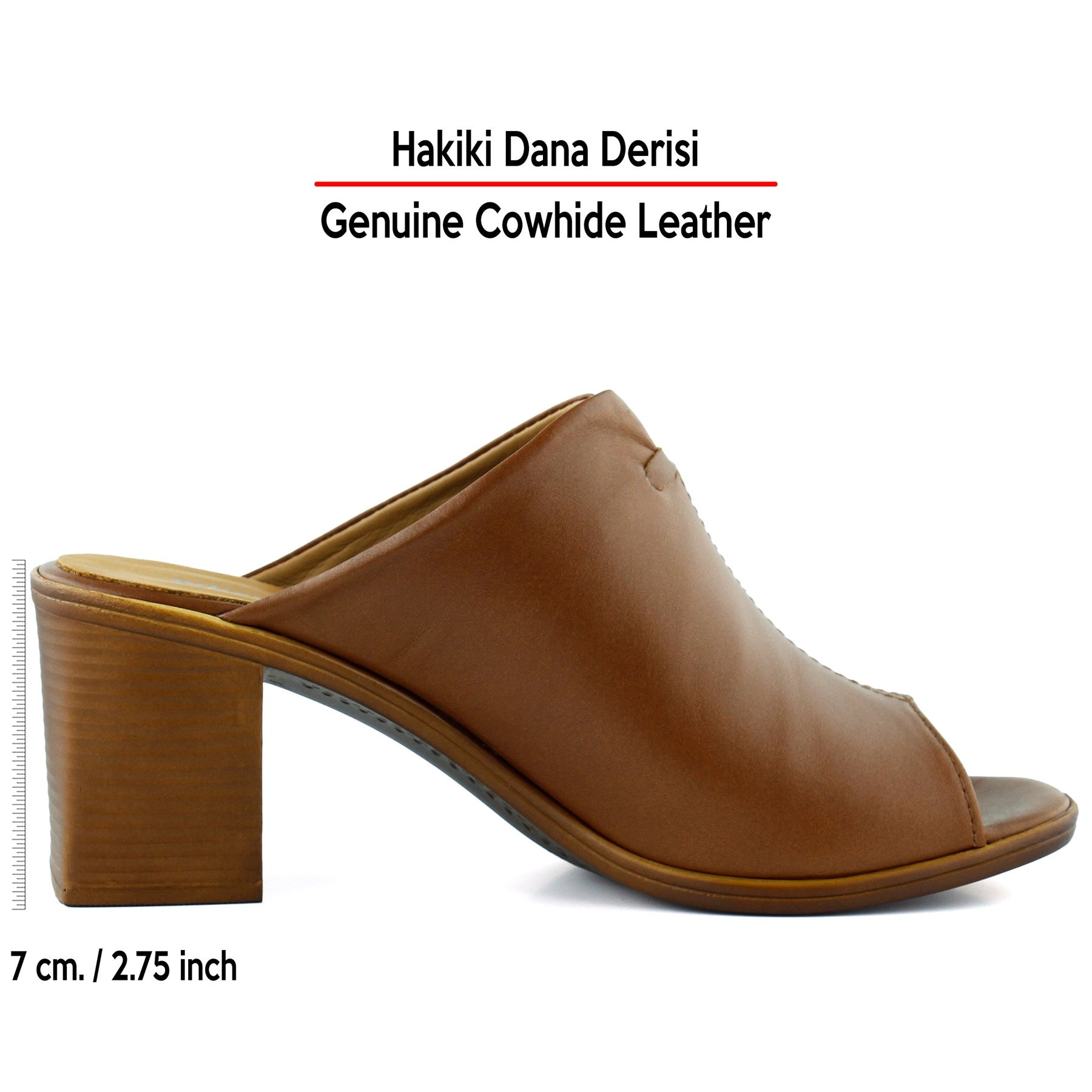 Valery Kahverengi Hakiki Dana Derisi Önü Açık Kalın Topuklu Terlik