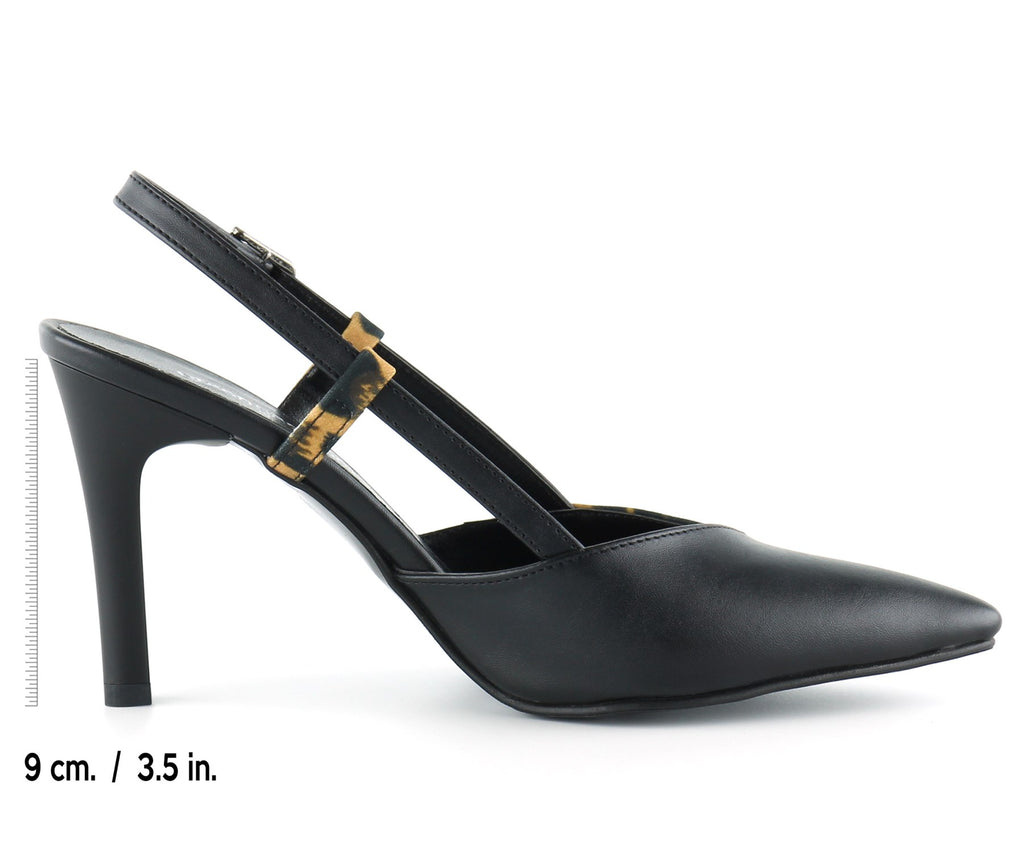 Sacha Siyah Leopar Arkası Açık Stiletto
