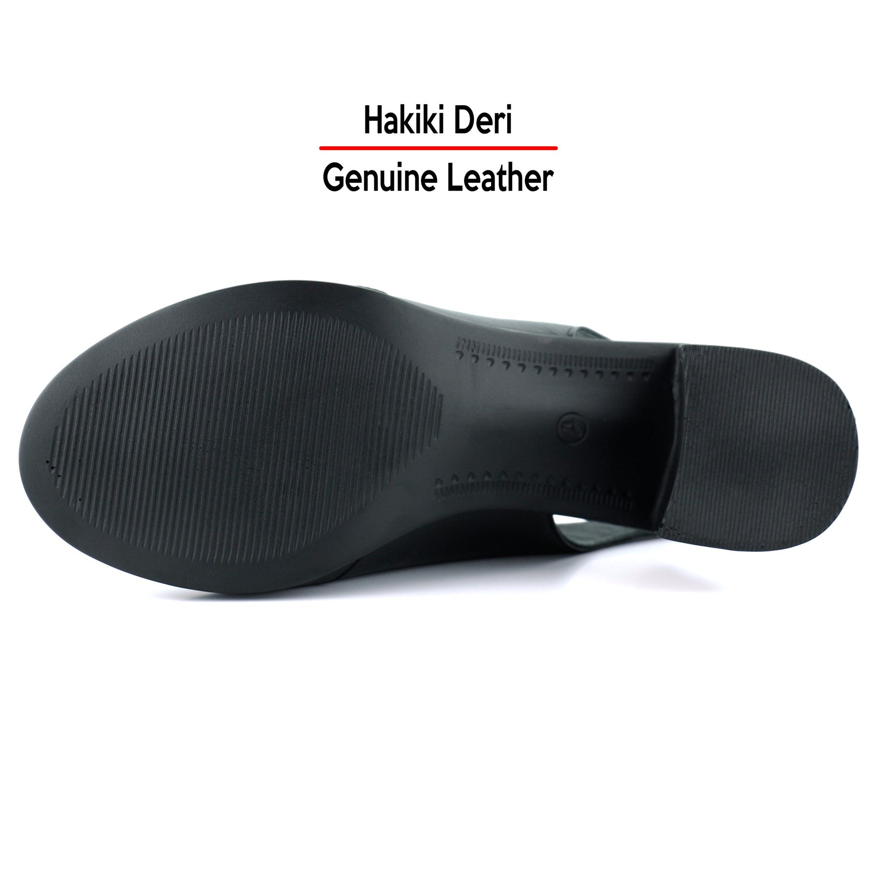 Emilia Siyah Hakiki Dana Derisi Arkası Açık Lastik Bantlı Kalın Topuklu Rahat Günlük Sandalet