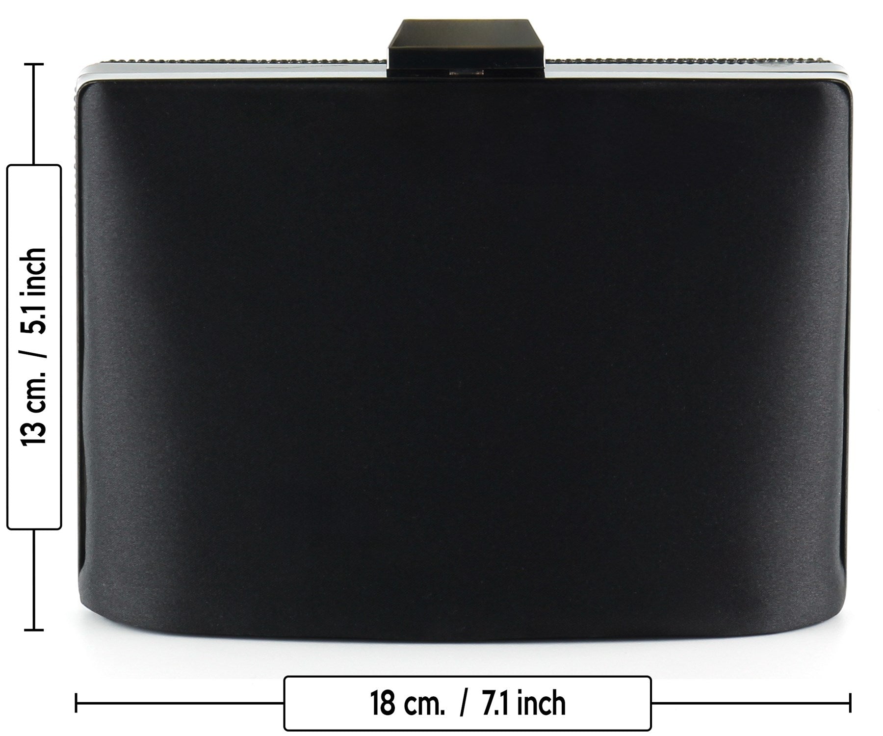 Siyah Saten Kristal Taşlı Metal Saplı Zincir Askılı Abiye Çanta ( ES0011AC )