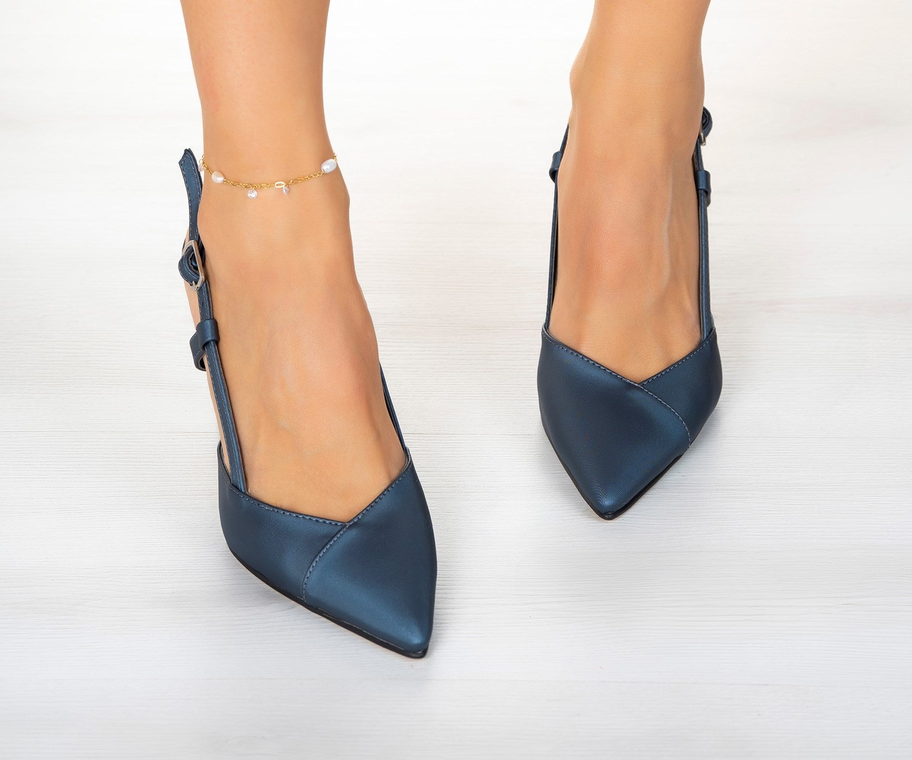 Sacha Lacivert Saten Arkası Açık Abiye Stiletto