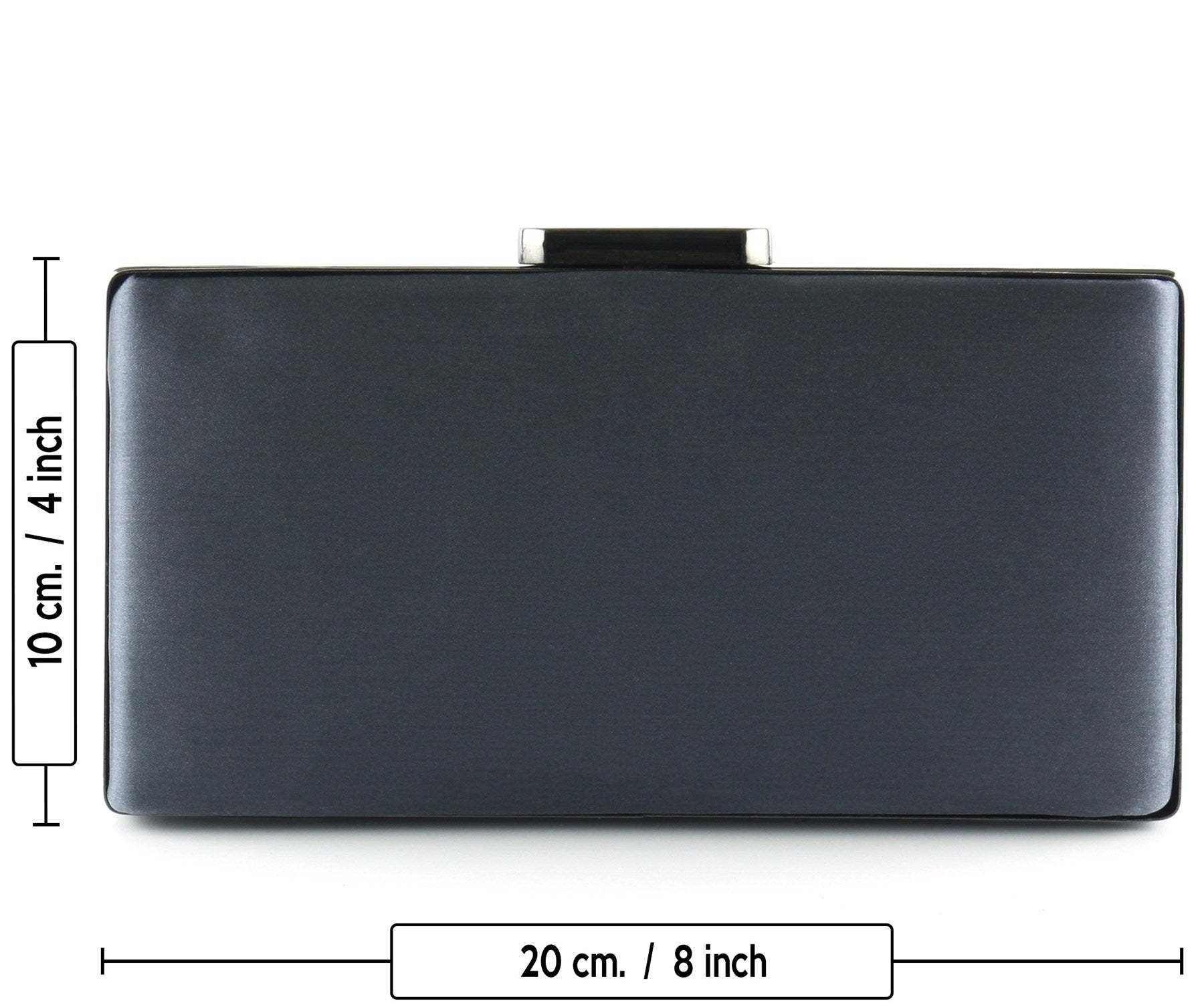 Antrasit Saten Kristal Taşlı Metal Saplı Abiye El Çantası ( ES0015AC )