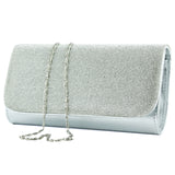 (ES0020AC) Lame Kristal Taşlı Zincir Askılı Manyetik Kapaklı Abiye El Çantası