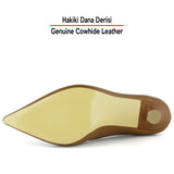 Suzanna Taba Hakiki Dana Derisi Sivri Burun Klasik İnce Topuklu Ayakkabı