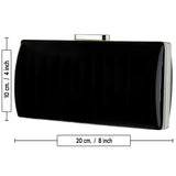 (ES0024AC) Siyah Ayna Metal Saplı Zincirli Abiye El Çantası