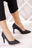 Victoria Siyah Saten Jatqılı Abiye Stiletto 9 cm.