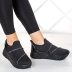Barbara Gümüş Streç Taşlı Sneaker