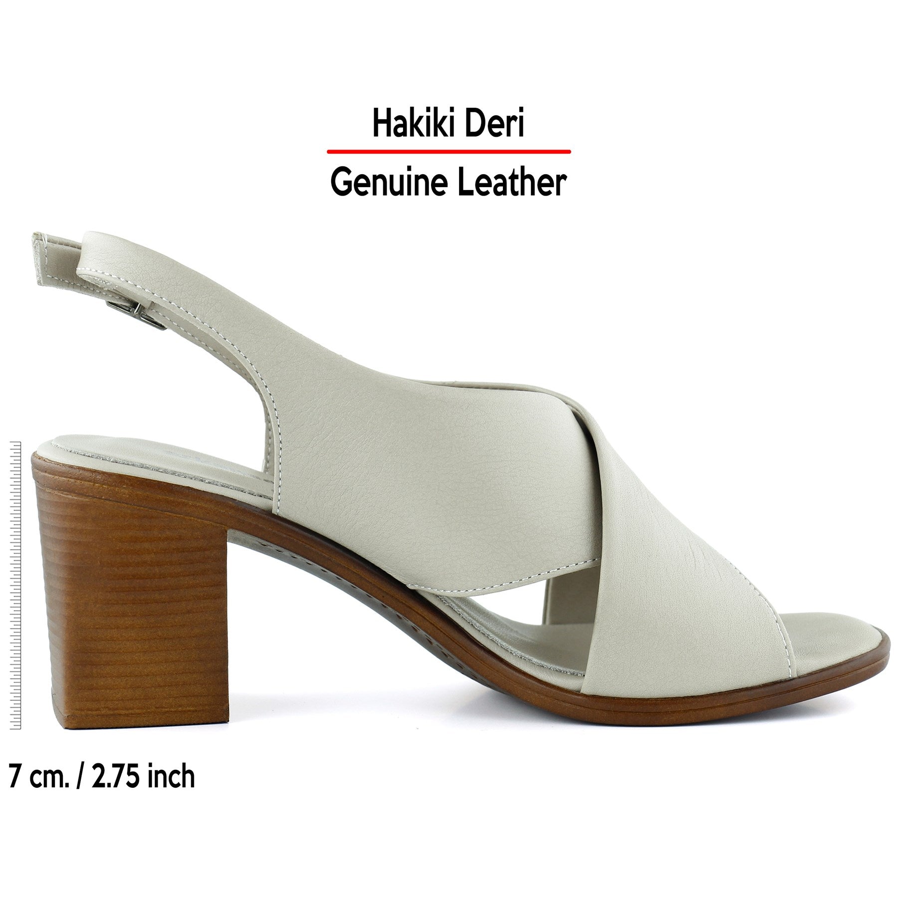 Soleil Vizon Hakiki Dana Derisi Çapraz Bantlı Kalın Topuklu Rahat Günlük Sandalet