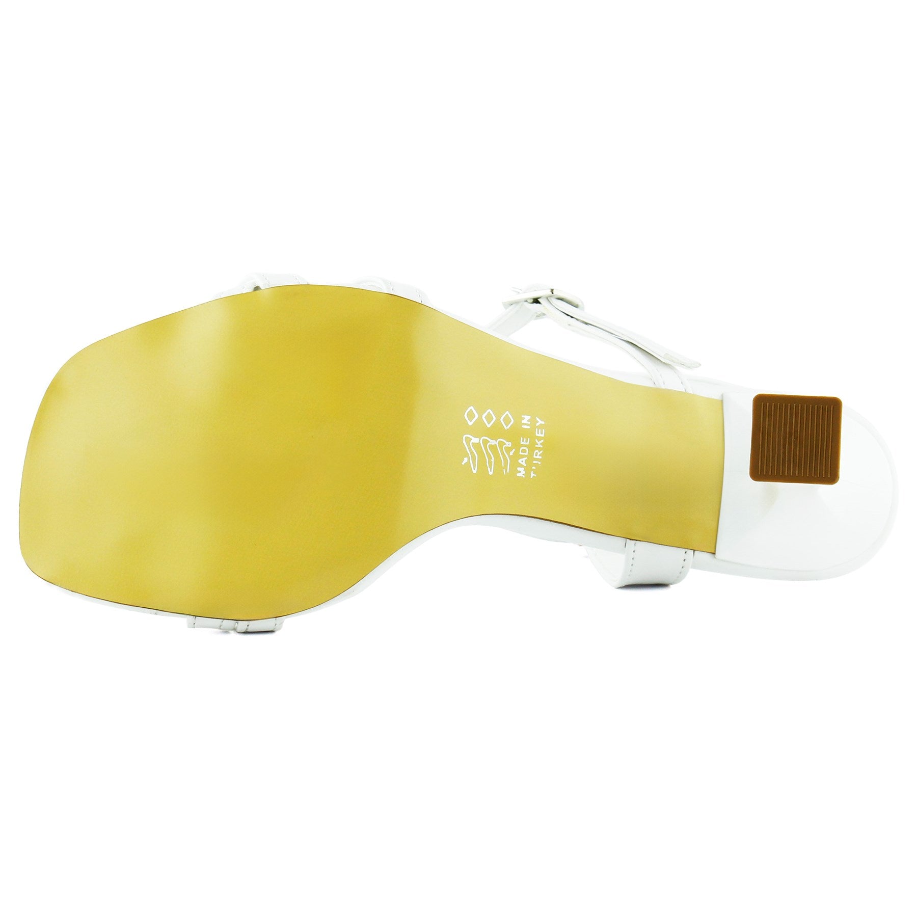 Roseline Beyaz Önü Arkası Açık Bantlı Tokalı Kadeh Topuklu Abiye Gelin Ayakkabısı