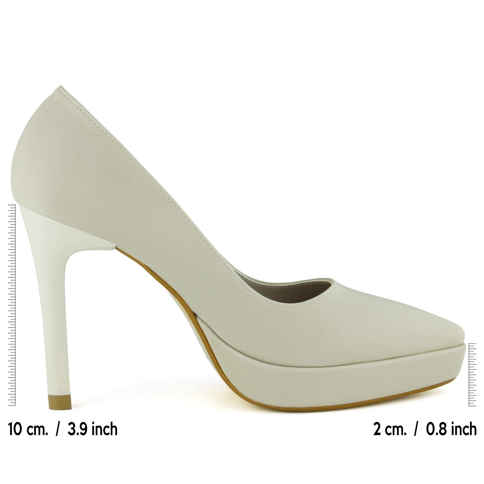 Scarlett Classic Bej Soft Vegan Sivri Burun İnce Platform Topuklu Ayakkabı