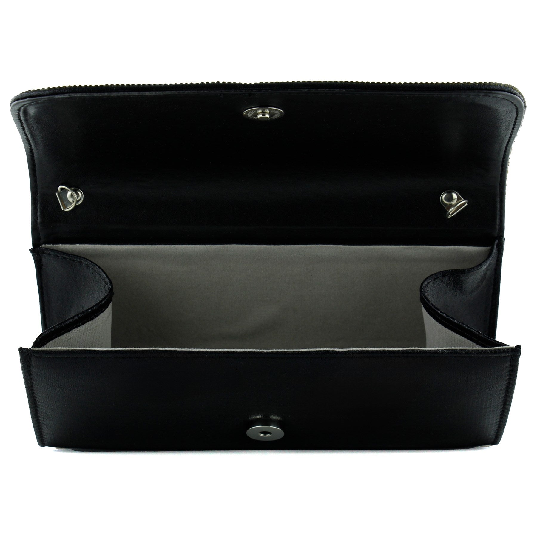 (ES0019AC) Siyah Degrade Kristal Taşlı Zincir Askılı Manyetik Kapaklı Abiye El Çantası