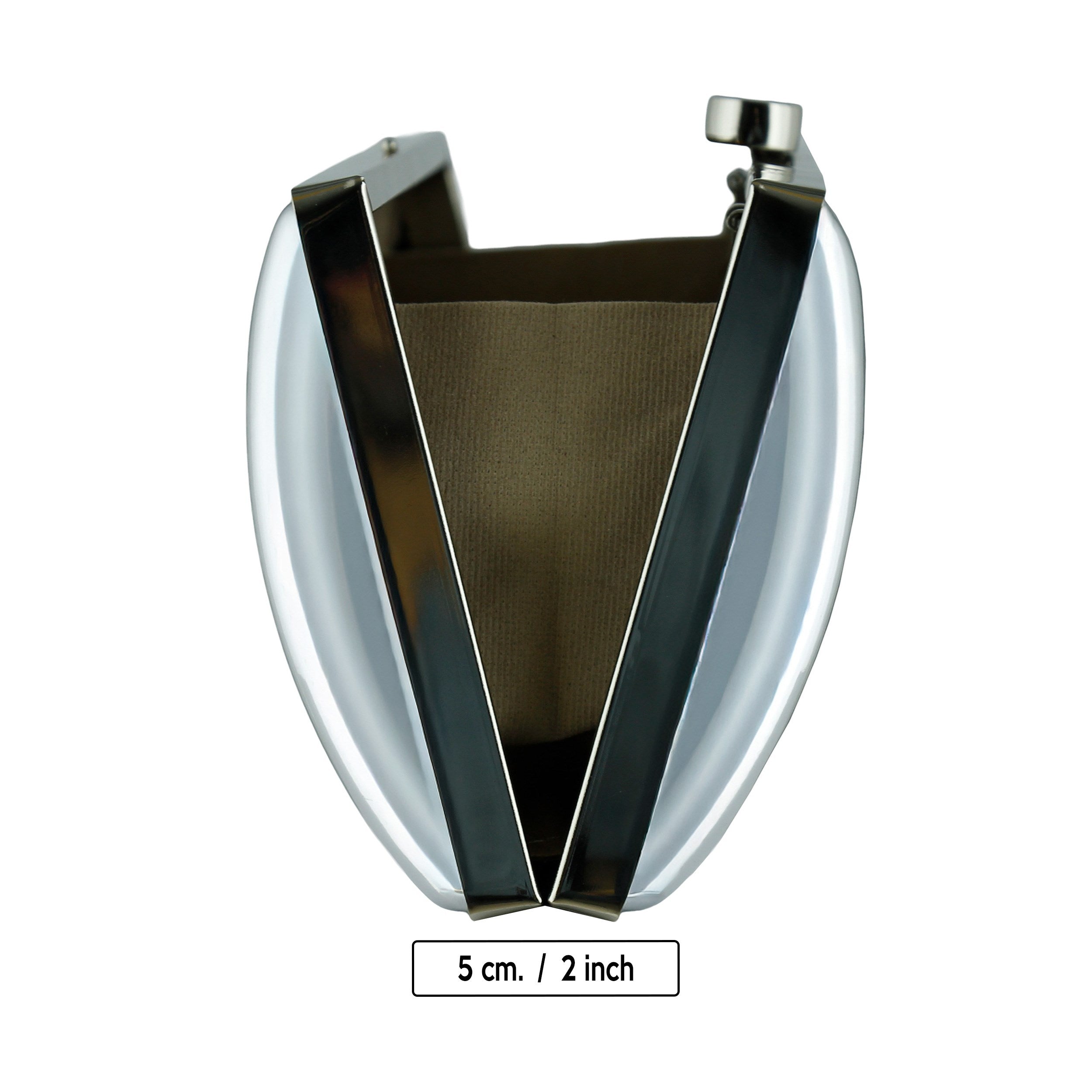 (ES0024AC) Gümüş Ayna Metal Saplı Zincirli Abiye El Çantası