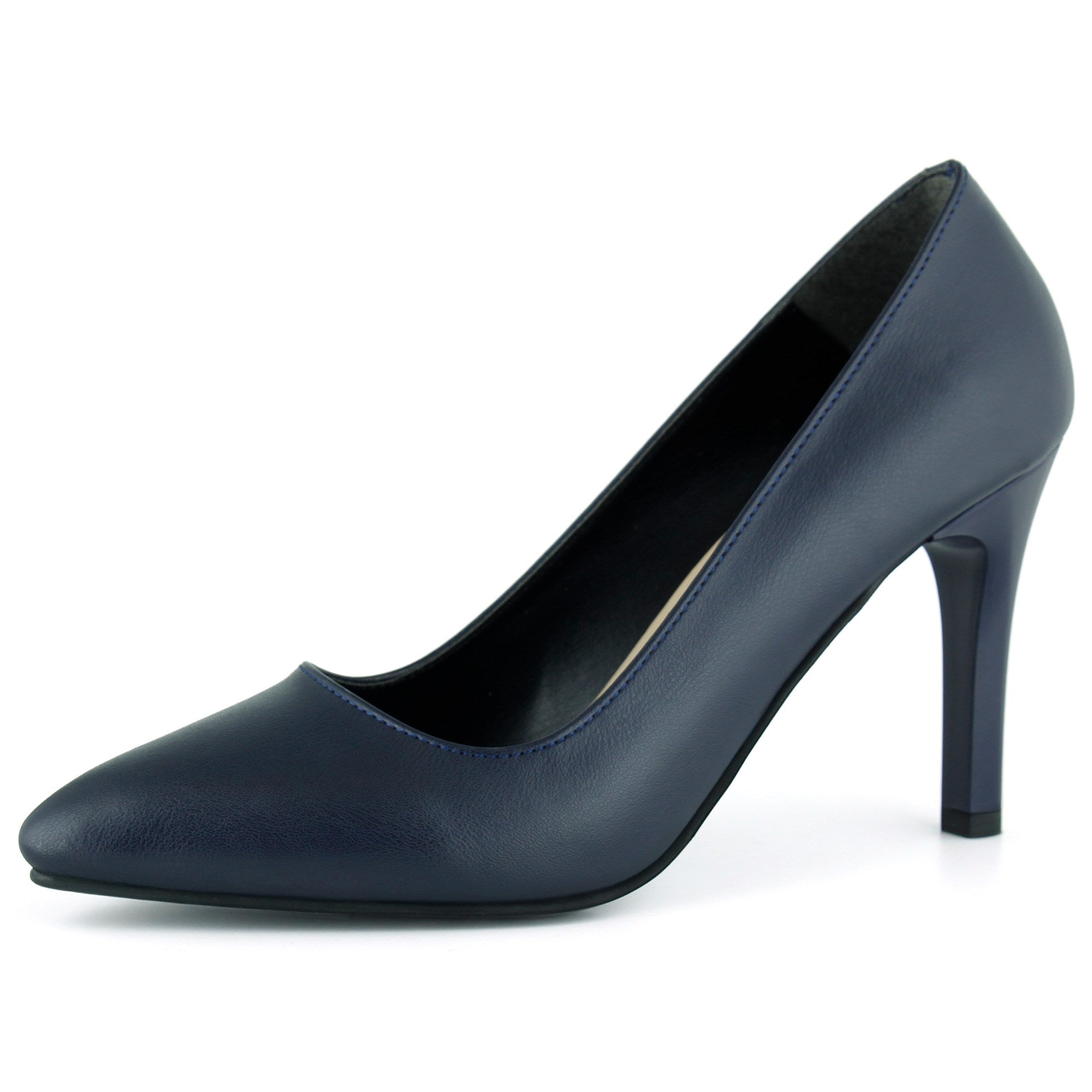 Gowa Lacivert Vegan Sivri Burun İnce Topuklu Klasik Stiletto Ayakkabı