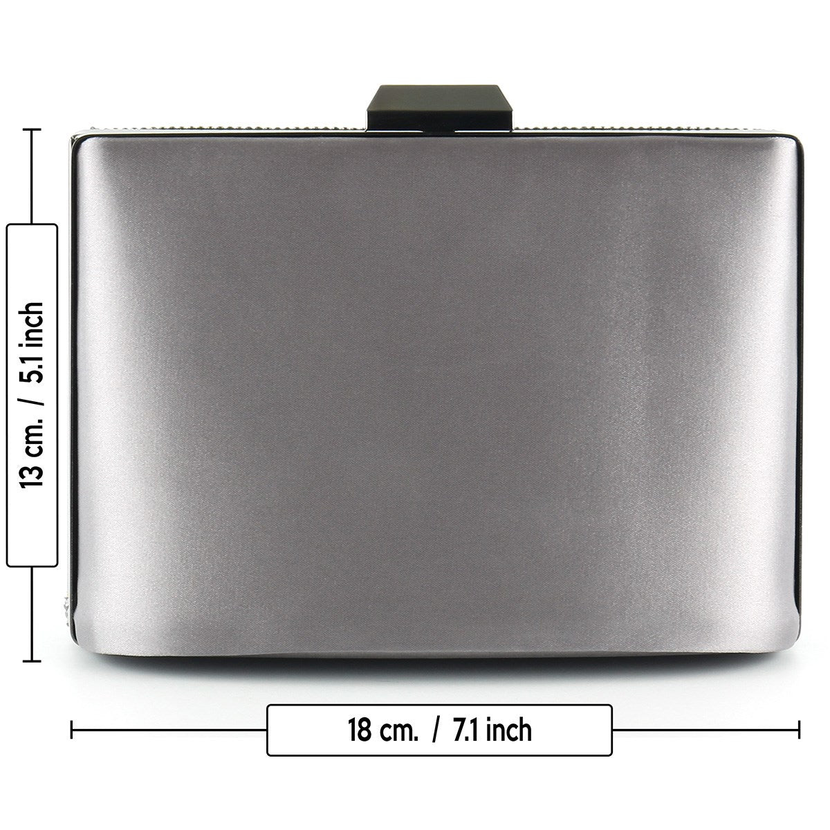 Antrasit Saten Kristal Taşlı Metal Saplı Zincir Askılı Abiye Çanta ( ES0011AC )