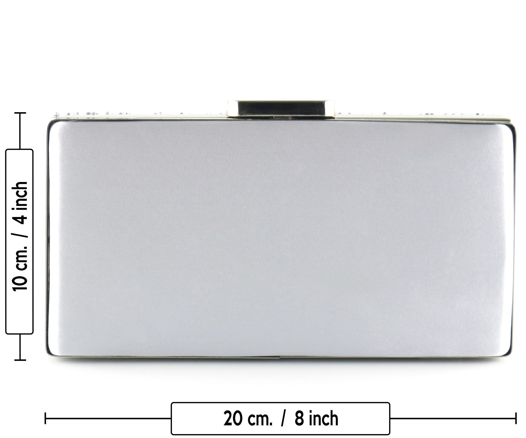 Gümüş Saten Kristal Granül Taşlı Metal Saplı Abiye El Çantası ( ES0013AC )