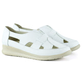 Aida Beyaz Hakiki Deri Kesik Detaylı Lastikli Slip-On Günlük Ayakkabı