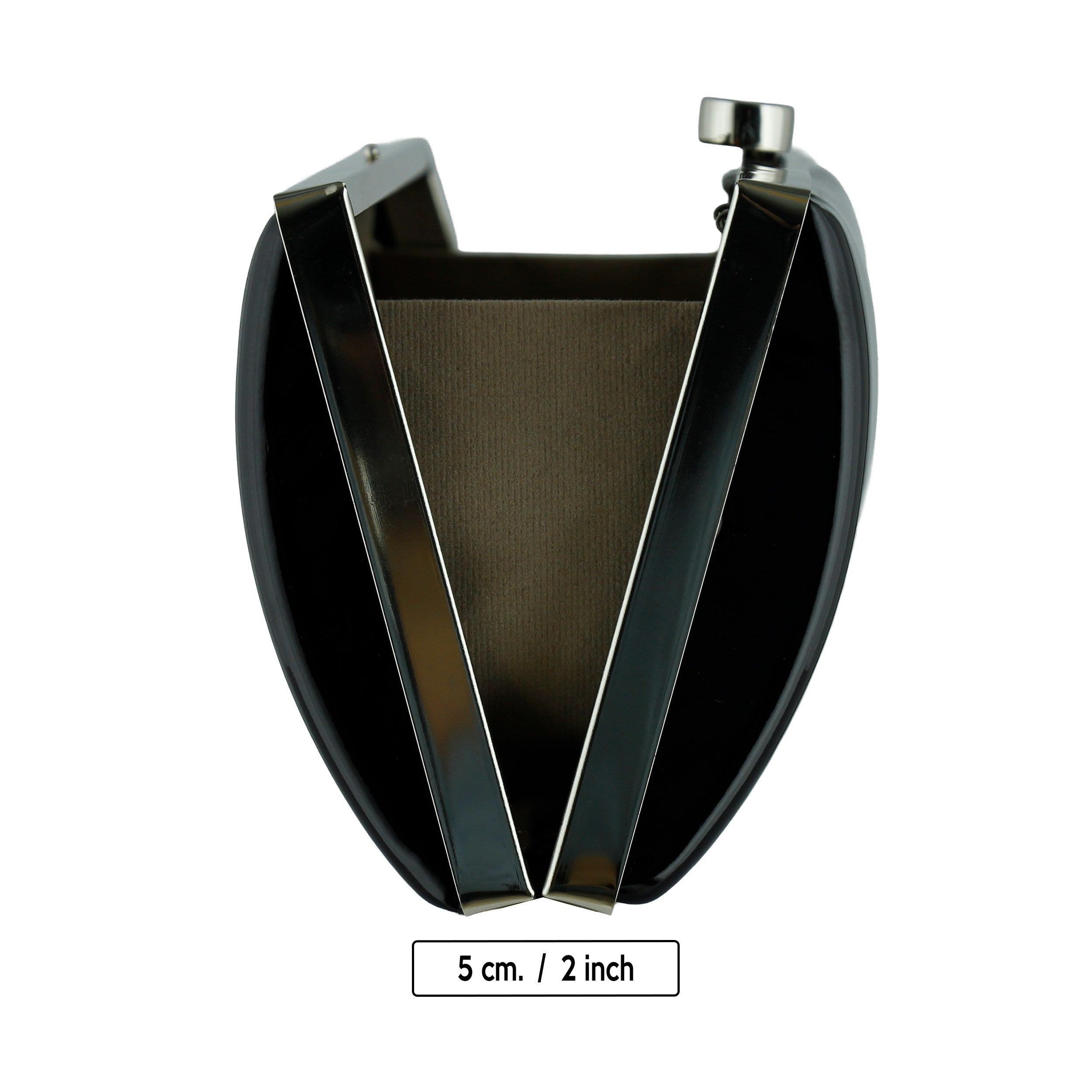 (ES0024AC) Siyah Ayna Metal Saplı Zincirli Abiye El Çantası