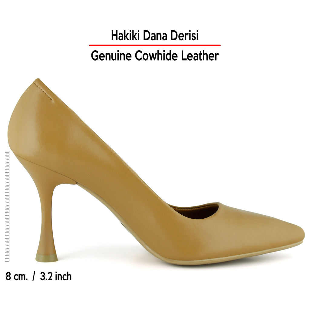 Suzanna Taba Hakiki Dana Derisi Sivri Burun Klasik İnce Topuklu Stiletto Ayakkabı