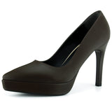 Scarlett Classic Kahve Soft Vegan Sivri Burun İnce Platform Topuklu Ayakkabı