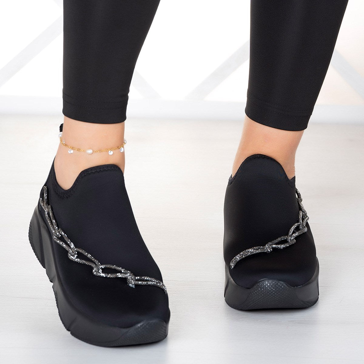 Maggie Gümüş Streç Zincirli Sneaker