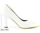 Jatqılı Plus Siyah Beyaz İnce Kadeh Topuklu Klasik Ayakkabı