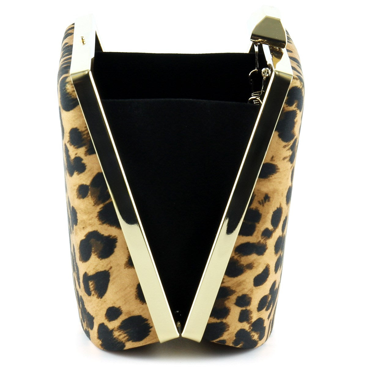 Leopar Desenli Metal Saplı Zincir Askılı Abiye Çanta ( ES0012AC )