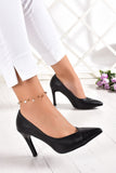 Veronica Siyah Vegan Jatqılı Stiletto 9 cm.