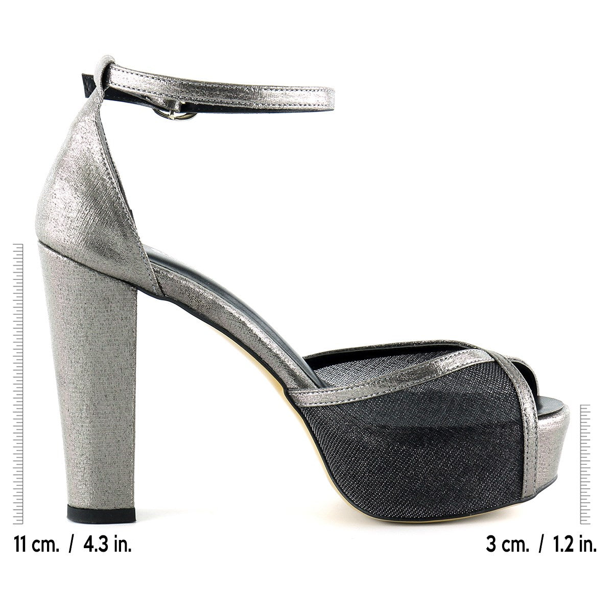 Carmen Platin Fileli Önü Açık Bilekten Bağlamalı Platform Topuklu Ayakkabı