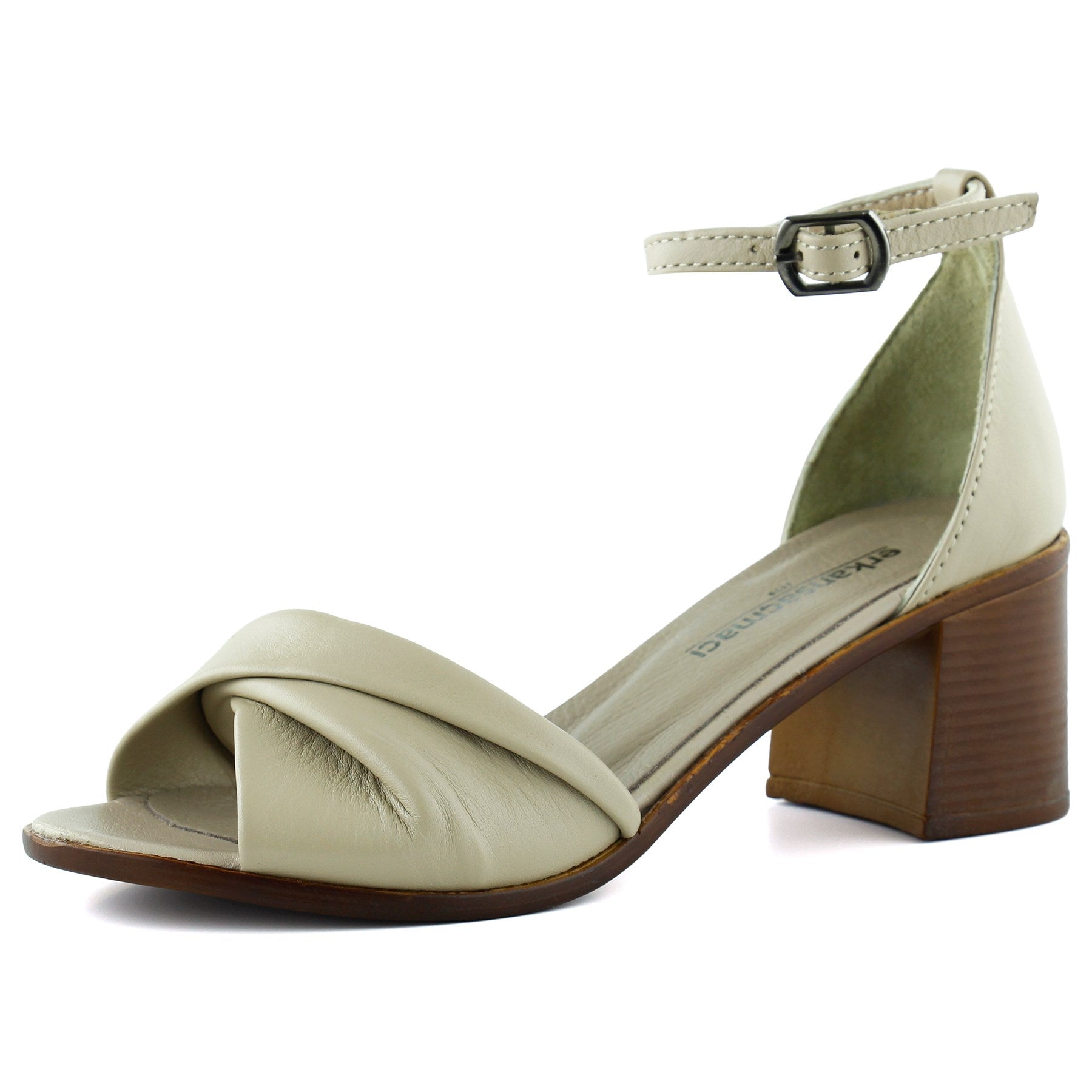 Mila Vizon Hakiki Dana Derisi Burma Model Kalın Topuklu Rahat Sandalet