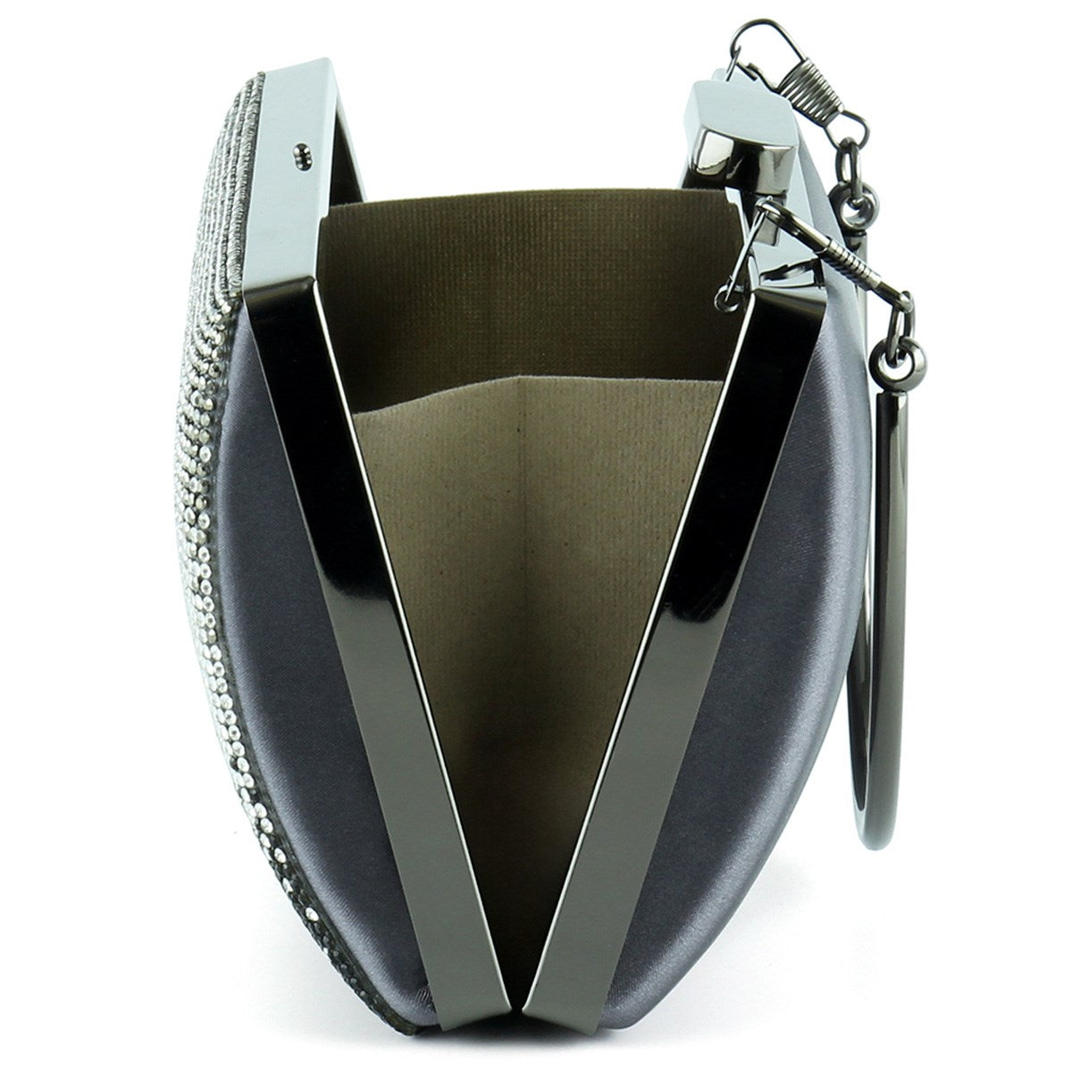 Antrasit Saten Degrade Kristal Taşlı Metal Saplı Abiye El Çantası ( ES0014AC )