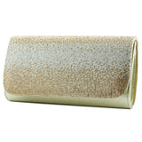 (ES0019AC) Dore Degrade Kristal Taşlı Zincir Askılı Manyetik Kapaklı Abiye El Çantası