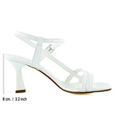 Roseline Beyaz Önü Arkası Açık Bantlı Tokalı Kadeh Topuklu Abiye Gelin Ayakkabısı