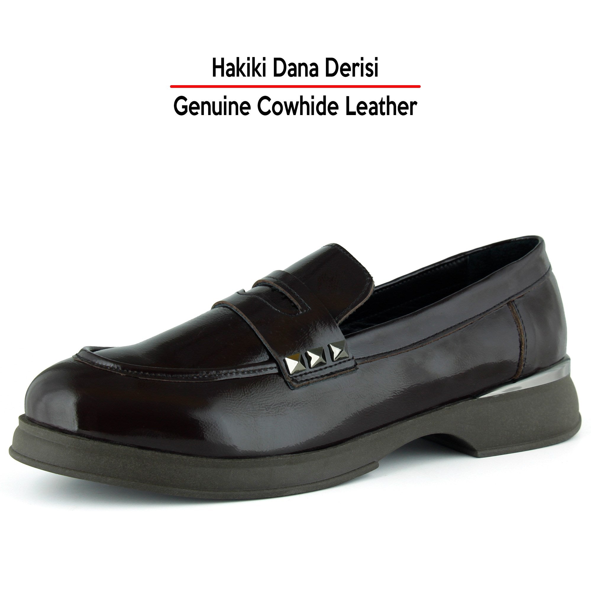 [MAX] Kahverengi Rugan Hakiki Dana Derisi Trok Detaylı Günlük Loafer Ayakkabı