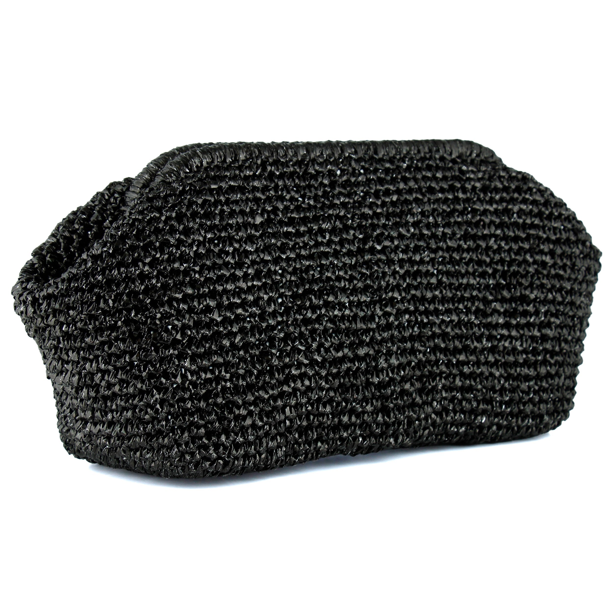 (ES0010EC) Sema Siyah Simli El Örgüsü Burslu Büyük Boy El Çantası