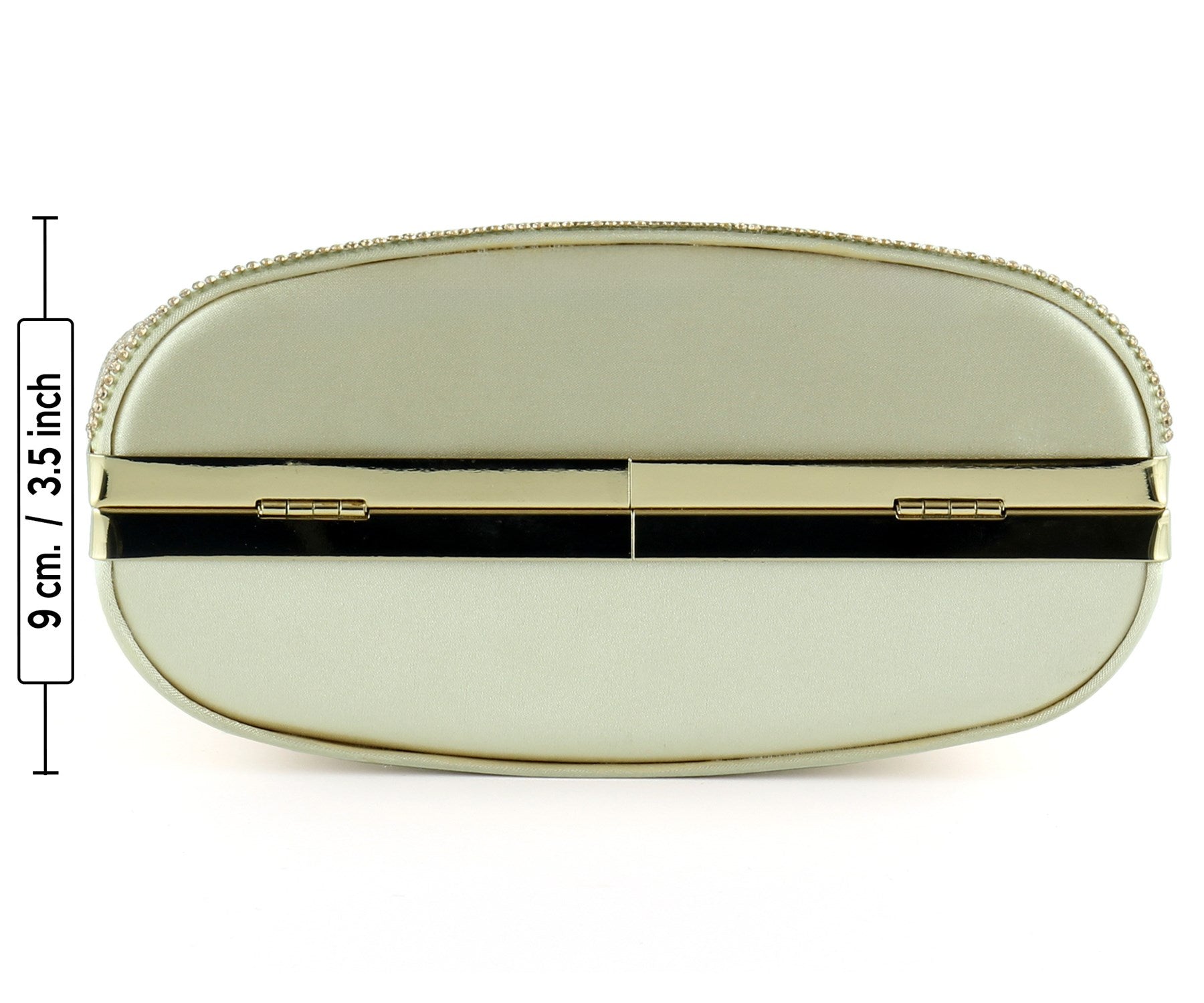 Altın Saten Kristal Taşlı Metal Saplı Zincir Askılı Abiye Çanta ( ES0011AC )