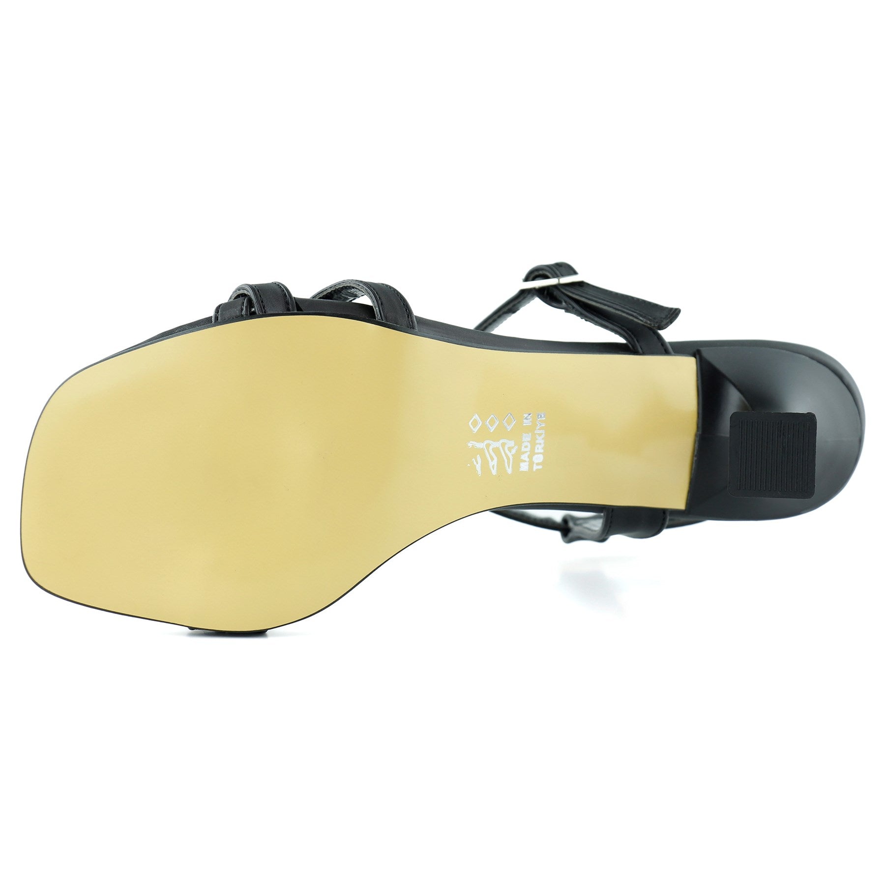 Roseline Siyah Saten Önü Arkası Açık Bantlı Tokalı Kadeh Topuklu Abiye Ayakkabı