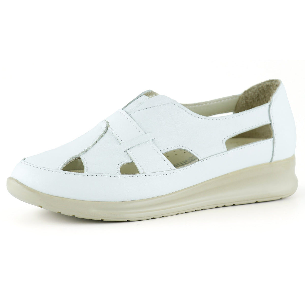 Aida Beyaz Hakiki Deri Kesik Detaylı Lastikli Slip-On Günlük Ayakkabı