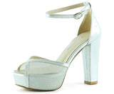 Carmen Lame Fileli Önü Açık Bilekten Bağlamalı Platform Topuklu Ayakkabı