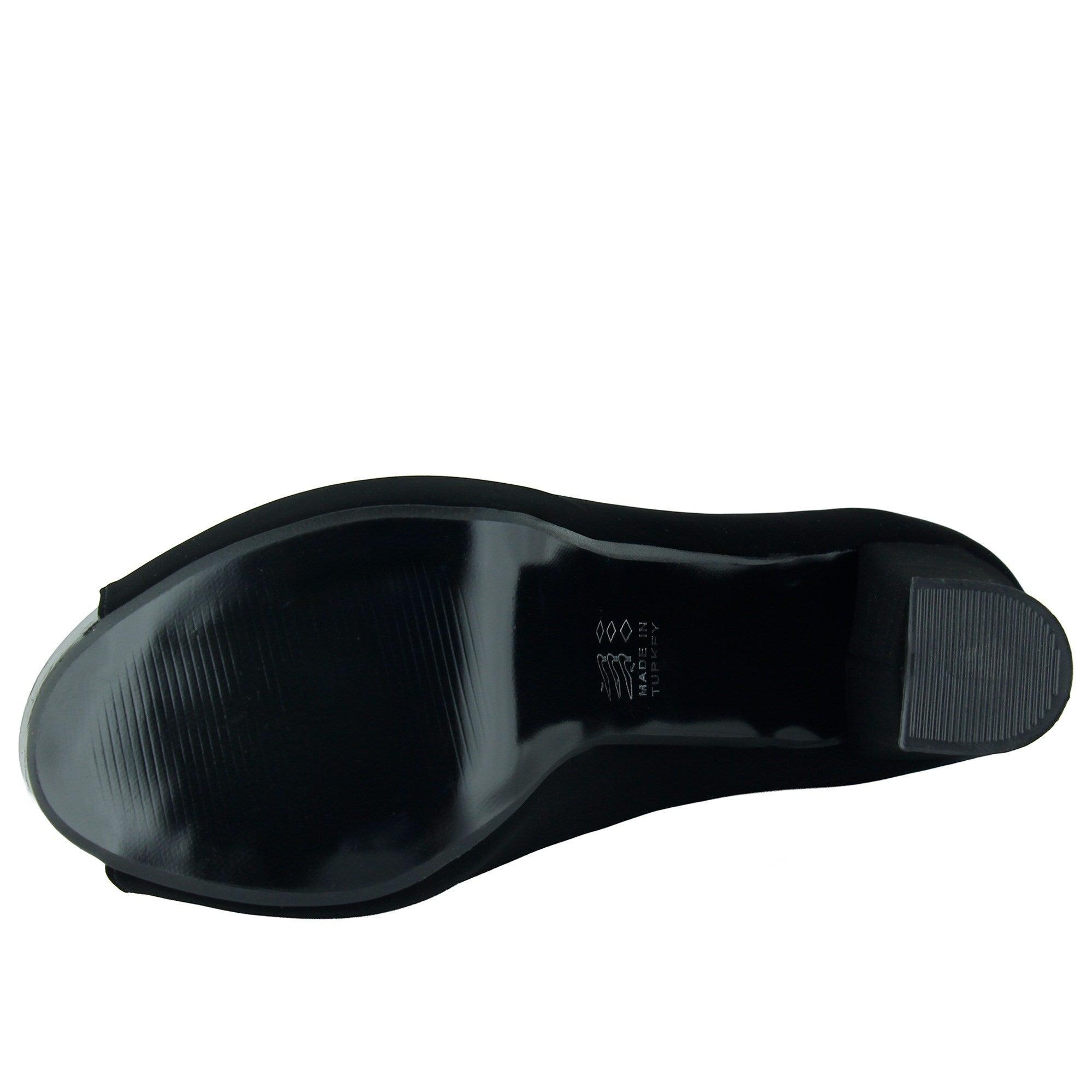 Carolina Siyah Süet Önü Açık Yuvarlak Burun Kalın Platform Topuklu Abiye Ayakkabı