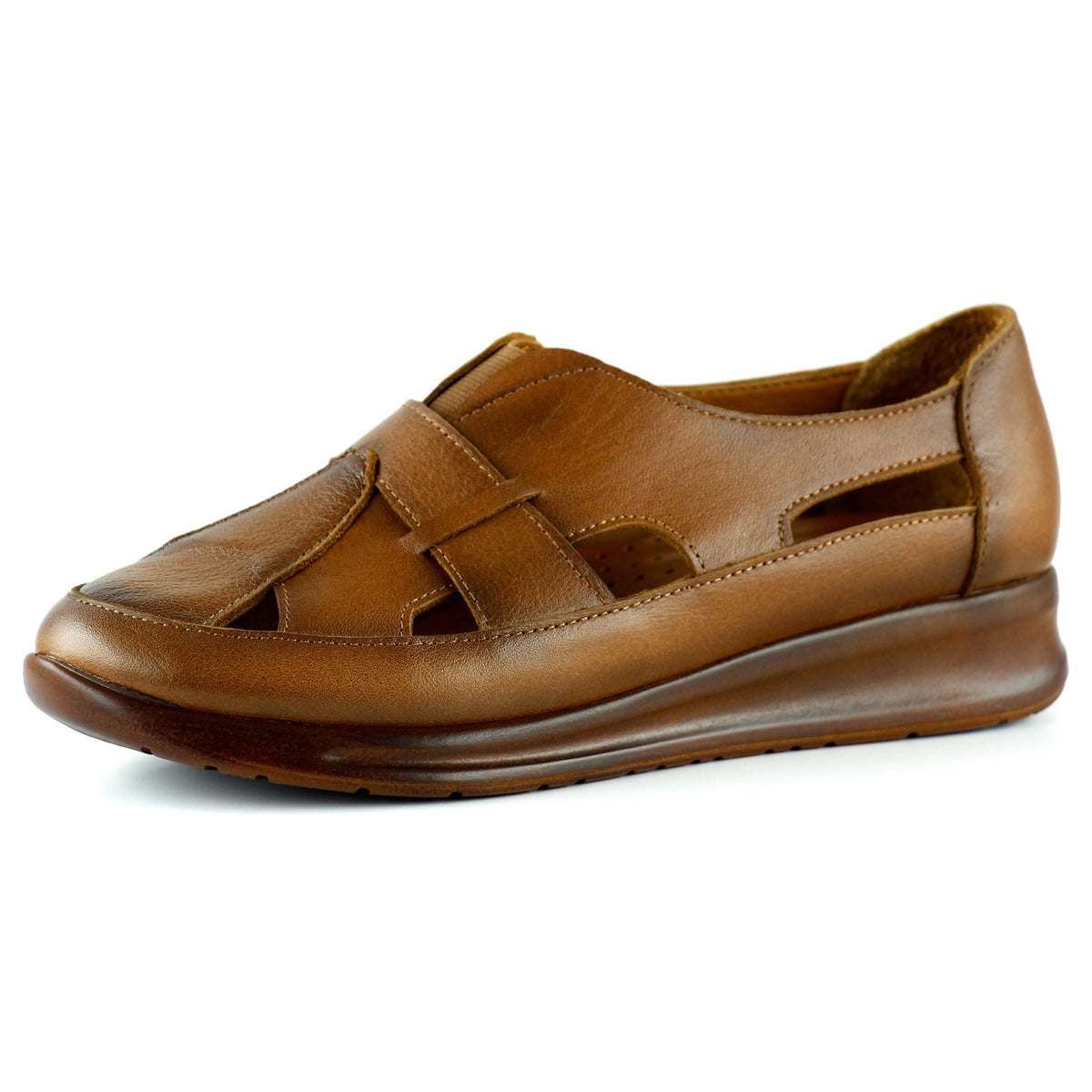 Aida Taba Hakiki Deri Kesik Detaylı Lastikli Slip-On Günlük Ayakkabı